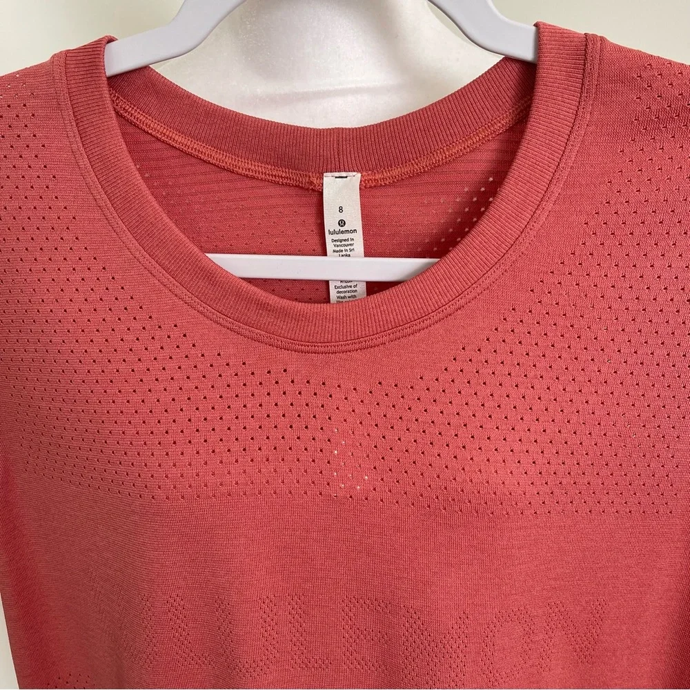 Lululemon Breeze By Short Sleeve Rustic Coral Size 8 NEW - Picture 9 of 13
